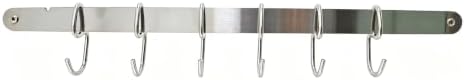 17" Kitchen Utensil Rack Wall Mounted Hanging Rail with 6 Hooks - Image 2