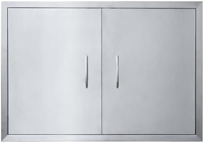 JIE JIN 31" W X 24" H Outdoor Kitchen Doors Double Doors Thickened 304 Brushed Stainless Steel BBQ Access Door BBQ Island Doors Outdoor Kitchen Accessories Door for Outdoor Kitchen BBQ Island by JIEJIN