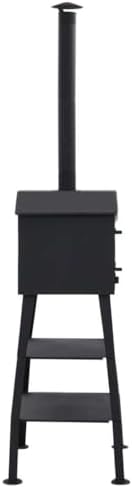 Outdoor Pizza Oven Charcoal Fired with 2 Fireclay Stones, Portable Backyard Pizza Maker with Built-in Thermometer, Steel Construction, Black - Image 3
