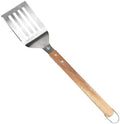 BBQ-AID Pro BBQ Metal Spatula - 17" Barbecue Spatula Stainless Steel with Serrated Knife Edge - Acacia Wood Handle - Heavy Duty Built to Last by BBQ-AID