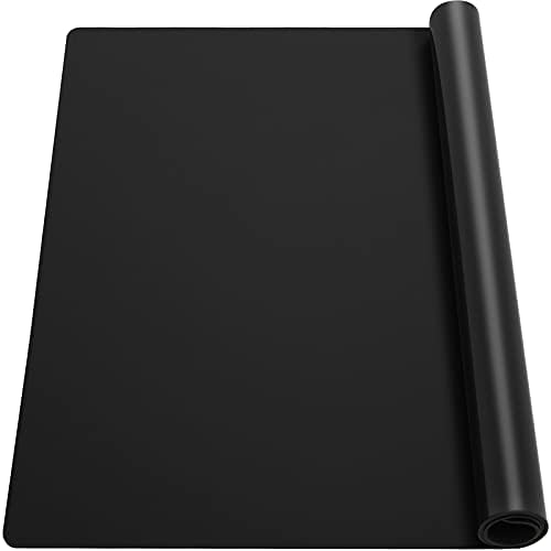 Ewen 2mm Thick Silicone Mats for Kitchen Counter, 27.6x19.5in Heat Resistant Silicone Baking Mat, Large Placemat Pastry Countertop Protector Mat Hot Pad for Stove Coffee Maker Air Fryer Toaster Black by Ewen