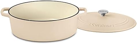 Cuisinart Chef's Classic Enameled Cast Iron Dutch Oven with Lid, Porcelain Enameled Interior, Oven Safe, Induction Compatible, 7-Quart, Oval, Tan - Image 2