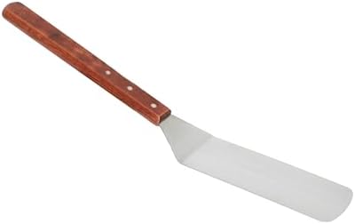 TrueCraftware- 8" x 3" Stainless Steel Solid Turner 21" Wooden Handle Spatula Scraper Hamburger Pancake Flipper BBQ Grill Flat Top Griddle Commercial Grade by Unknown