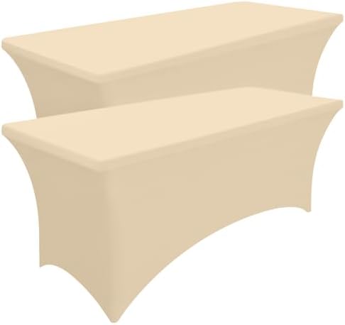 Smiry 2 Pack Spandex Table Cloth 4FT, Elastic Fitted Champagne Tablecloth by Smiry
