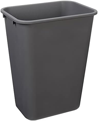 Amazon Basics Lightweight Rectangular Commercial Office Wastebasket, 10 Gallons, Grey - Image 2
