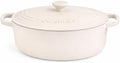 Cuisinart Chef's Classic Enameled Cast Iron Dutch Oven with Lid, Porcelain Enameled Interior, Oven Safe, Induction Compatible, 7-Quart, Oval, Matte Snow White by Cuisinart