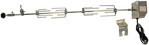 Mont Alpi 805 Stainless Steel Heavy Duty 44 inch Electric Motor Portable Deluxe Barbecue Rotisserie Grill Kit - Hexagon Spit Rod - 120V 4 Watt 60Hz - Holds up to 25 lbs - Fits All 805 Grills - MAROTIS by MontAlpi