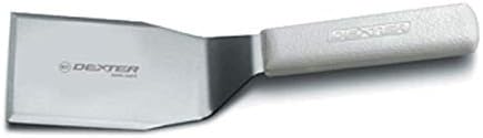 Dexter Russell S285-3 Sani-Safe 16433 Hamburger Turner, 4" x 3" Heavy-Duty Solid Stainless Steel Beveled Offset Blade, Grill Spatula with Textured Polypropylene White Handle, NSF Certified, USA Made by Dexter-Russell