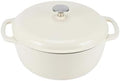 Amazon Basics Enameled Cast Iron Dutch Oven Pot With Lid, 7.3-Quart, Round, Dual Handles, Heavy-Duty, Oven Safe for Stews, Roasting & Baking, White by AmazonBasics