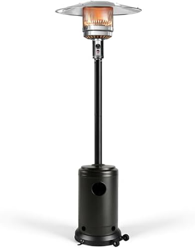 Ignovate 50,000 BTU Max Outdoor Propane Patio Heater with Wheels – Durable Powder-Coated Steel Gas Heater with Easy Ignition & Safety Shut-Off for Patio, Backyard, Garden, Restaurant by LGNOVATE
