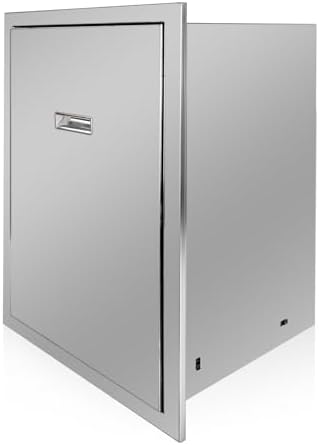 Outdoor Kitchen Single Trash Drawer 19.7'' W x 29'' H x 15.7'' D Pull Out Stainless Steel Bin Drawer Built-in Trash Drawers with Handle Suitable for Outdoor Kitchen Island Patio Grill Station by Fsehyue