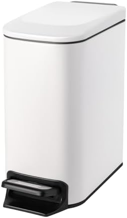 Cesun Small Bathroom Trash Can with Lid, 1.6 Gal, Soft Close, White by Cesun
