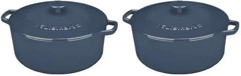 Cuisinart Chef's Classic Enameled Cast Iron Dutch Oven with Lid, Porcelain Enameled Interior, Oven Safe, Induction Compatible, Round, Provencial Blue, 7-Quart (Pack of 2) by Cuisinart