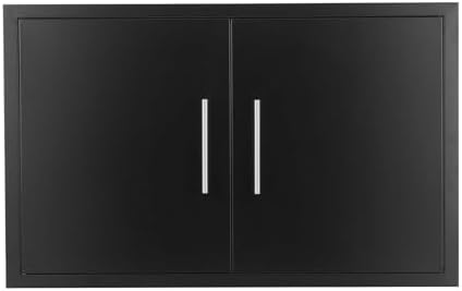JIE JIN Outdoor Kitchen Doors 30" W X 21" H Double Doors 1.2mm Thickness Stainless Steel BBQ Access Door BBQ Island Doors Outdoor Kitchen Accessories Door for Outdoor Kitchen BBQ Island (Black) by JIEJIN