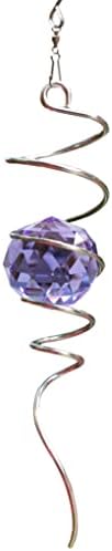 Fonmy Gazing Ball Spiral Tail -Decorative Wind Spinner Sun Catcher Rainbow Maker 11 inch Tail and 2 inch Purple Crystal Orb. Indoor Outdoor Garden Decoration -13 inch Height by FONMY