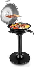 Electric Grill, Techwood Indoor/Outdoor Electric BBQ Grill, 1600W Portable Removable Stand Grill with Adjustable Heat & Drip Tray, Double Layer Design for Party, Patio & Backyard, Dust Cover(Silver) by Techwood
