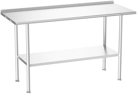 Atelicf NSF Stainless Steel Prep Table 24X60 inch with Backsplash by Atelicf