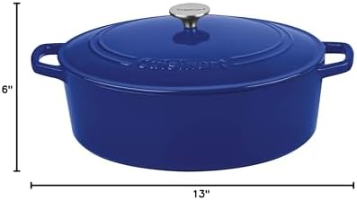 Cuisinart Chef's Classic Enameled Cast Iron Dutch Oven with Lid, Porcelain Enameled Interior, Oven Safe, Induction Compatible, 7-Quart, Oval, Cobalt - Image 3
