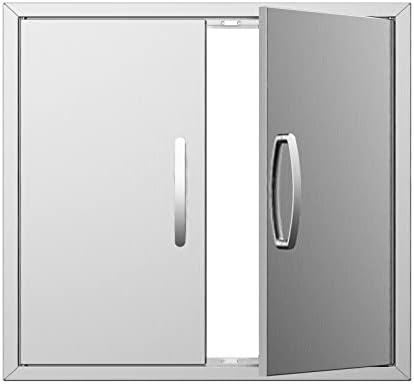 Outdoor Kitchen Doors 28W x 23H Inch, Double BBQ Access Doors 304 Stainless Steel Doors for Outdoor Kitchen Cabinet Grill Station or BBQ Island by KODOM
