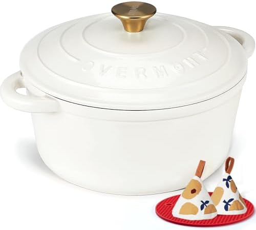 Overmont Enameled Cast Iron Dutch Oven - 5.5QT Pot with Lid Cookbook by Overmont
