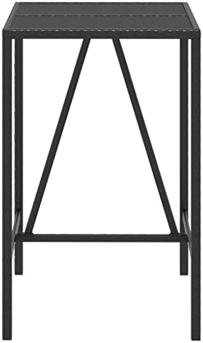 Bar Table with Glass Top Black Poly Rattan Tall Modern Versatile Garden Table Outdoor Dining Patio Terrace Backyard Outdoor Eating Garden Dining Furniture Patio - Image 4