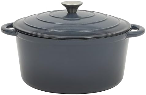 Gibson Home Addlestone 7 Qt Enameled Cast Iron Dutch Oven Pot with Lid – Round, Oven Safe to 500°F, Ideal for Bread Baking & Stews - Gradient Navy Blue by GibsonHomewares