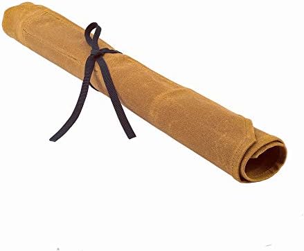 Denifiter Knife Cases Organizer-Durable 16OZ Waxed Canvas Knife Roll Construction-7 Pockets - (Khaki) - Image 4