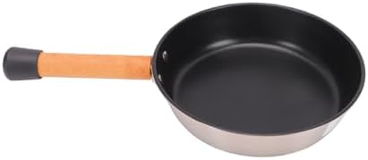 Camping Frying Pan Outdoor Skillet Portable Grill Pan Stainless Steel 20cm Lightweight Smooth Surface Beech Wood Handle for Hiking Camping Cookware (Wooden Handle Frying) - Image 4