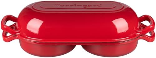 VORRINGARD Enameled Cast Iron Double Dutch Oven with Lid, Dual Round Loaf Pan, Bread pan for Homemade Sourdough Bread Baking, Red - Image 4