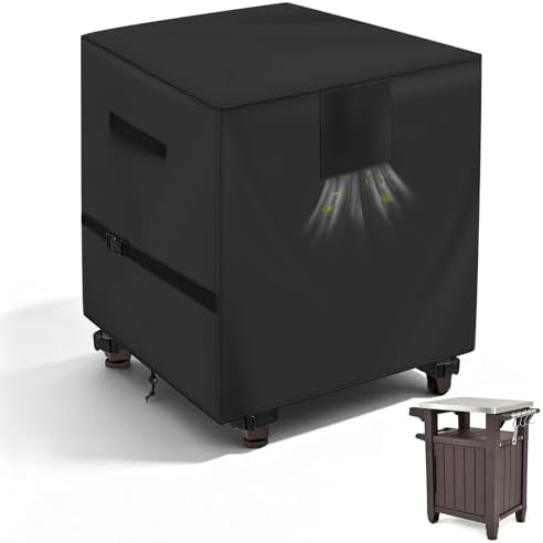Outdoor Grill Cart Prep Table Cover 600D for 30-inch Keter Unity Portable Outdoor 40 Gal Table with Storage Cabinet, Waterproof UV Resistant Outside bbq Bar Cart Cooking Station Cover, 30" x 24" x 32" by TOHONFOO
