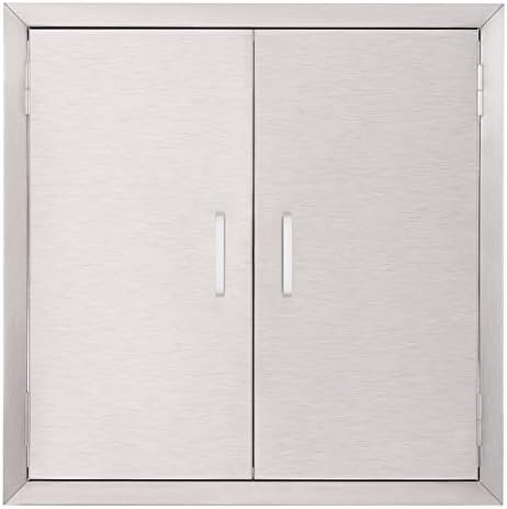 CO-Z Outdoor Kitchen Doors, 24" W x 24" H Weatherproof Built in 304 Stainless Steel Double Access Doors for Outside Kitchen Commercial BBQ Island Grilling Barbeque Oven Grill Storage Cabinet Door by CO-Z