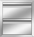 Pull Out Trash Drawer, Lower Sliding Rails Stainless Steel Roll Out Trash Bin Pull Out Tray With Handle For Outdoor Kitchen BBQ Island Grill Station,Double Drawers by OLIPIC