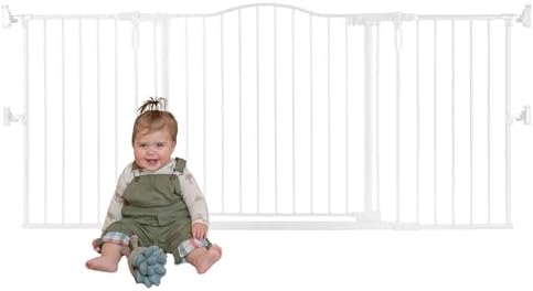 Toddleroo by North States - Deluxe Décor Universal Fit Safety Gate: Hardware Mounted Extra Wide Metal Baby Gate with Tall Baseboard Mounts, Adjustable Child Gate; 38.3" to 72" Wide; 30" Tall; White - Image 2