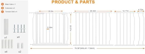 76.38 to 86.3 Inch Extra Wide Baby Gate for Doorway Stairs - Image 2