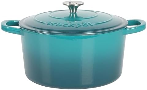 Crock-Pot Artisan 7-Quart Round Dutch Oven – Teal Ombre, Enameled Cast Iron Oven Safe Cookware by Crock-PotBrand