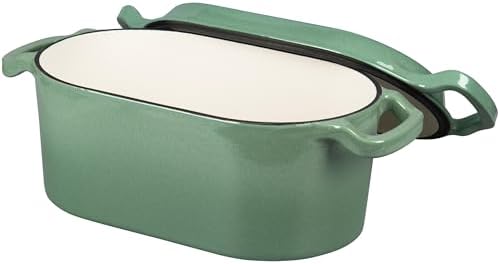 VORRINGARD Oval Dutch Oven Pot with Lid, Enamel Coating Cast Iron Bread Pans for Homemade Sourdough Bread Baking, Cooking, 4 Quart, Sage Green - Image 5