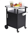 ROVSUN Outdoor Grill Table Cart with Cabinet, Stainless Steel by ROVSUN