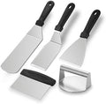 Heavy Duty Stainless Steel Spatula Set - Griddle Scraper & Press by Amafox