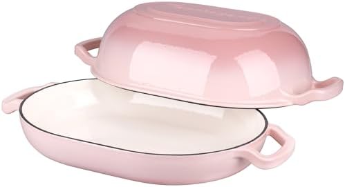 VORRINGARD Enameled Cast Iron Sourdough Bread Oven, Dutch Oven, Loaf Cast Iron Bread Pan for Homemade Bread Baking, Meatloaf Pan with Lid, 7QT, Pink - Image 5