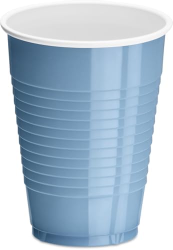 DecorRack Light Blue Plastic Cups, 12 oz Disposable Cups, Reusable Party Supplies (40 Count) by DecorRack
