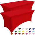 Smiry 2 Pack Spandex Table Cloth 6FT, Elastic Fitted Red Tablecloth by Smiry