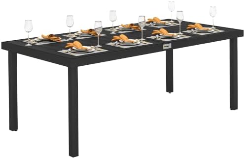 Outsunny 75" x 35" Outdoor Dining Table for 8 People Rectangular Black by Outsunny