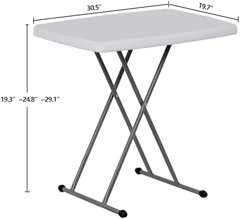 SUPER DEAL 2.5 Foot Plastic Folding Table, Indoor Outdoor Portable Heavy Duty Adjustable Height Kitchen or Camping Barbecues Picnic Party Tray Table, White - Image 3