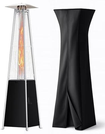 Pyramid Patio Heater for Outdoor Use, 48000 BTU Fast Heating Propane Heater with Wheels & Weatherproof Cover, Triple Protection System Outdoor Heaters for Patio, Yard, Pool, Garden by Sesslife