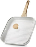 SENSARTE Nonstick Ceramic Grill Pan with Lid, Grill Pan for Stove Tops, Square Grilling Pan with Pour Spouts, Durable Grill Skillet for All Stoves, Steak Bacon Pan, Non Toxic PTFE,PFAS,PFOA Free by SENSARTE