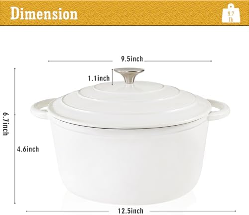 4.5 Quart Enameled Cast Iron Dutch Oven with Self-Basting Lid, White - Image 3