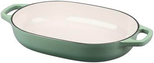 EDGING CASTING Enameled Cast Iron Oval Dutch Oven Pot with Lid, Dutch Oven for Sourdough Bread Baking, Bread Oven, Bread Dutch Oven, Oval Bread Pan, 7qt, Sage Green - Image 6