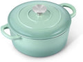 E-far 3 Qt Enameled Cast Iron Dutch Oven with Lid, Small Round Nonstick Dutch Oven Pot for Bread Baking Braising Stews Roasting Cooking, Heavy Duty, Induction & Oven Safe - Sage Green by E-far