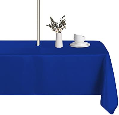 LUSHVIDA Rectangle Outdoor Tablecloth with Umbrella Hole 52x70 Inch Blue by LUSHVIDA