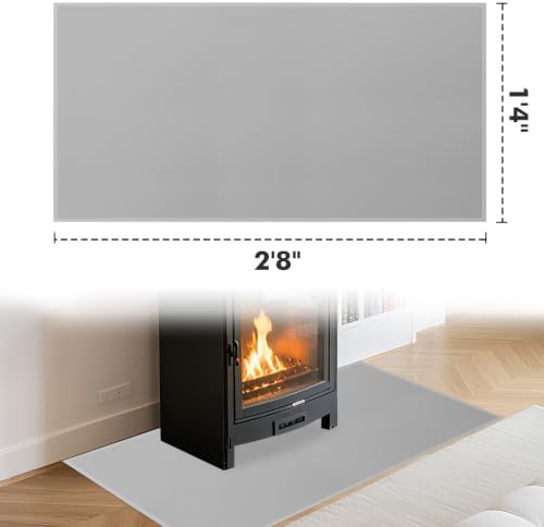 Fireproof Fireplace Rug for Home Protection, 2'8'' x 1'4'' x 0.04'', Grey - Image 2